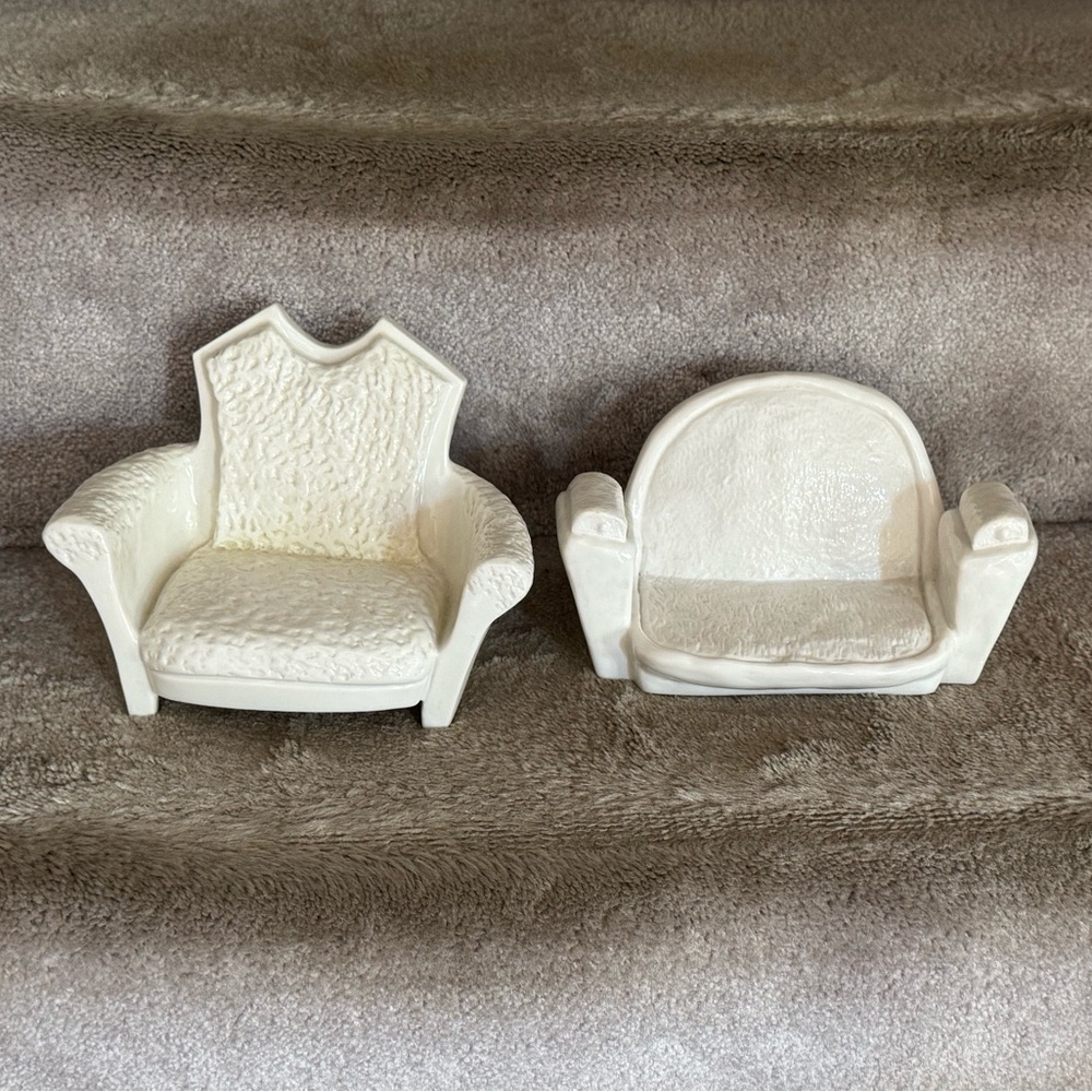 Poupee Millet By Serge White/Cream Ceramic Chairs (Signed and Dated)
